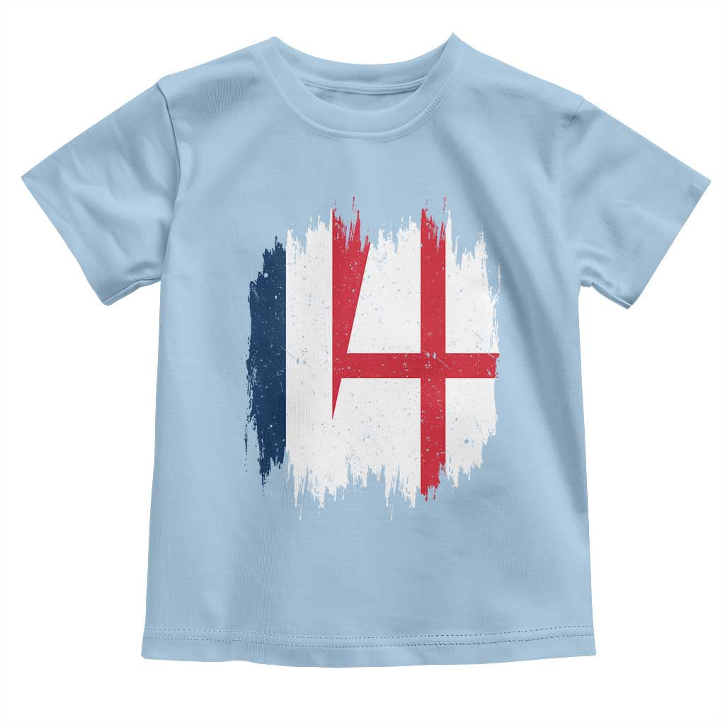 Vintage Grunge France England Flag Brush Stroke Graphic Toddler T Shirt French Anglo English Heritage Pride Match Day TS02 Light Blue Print Your Wear