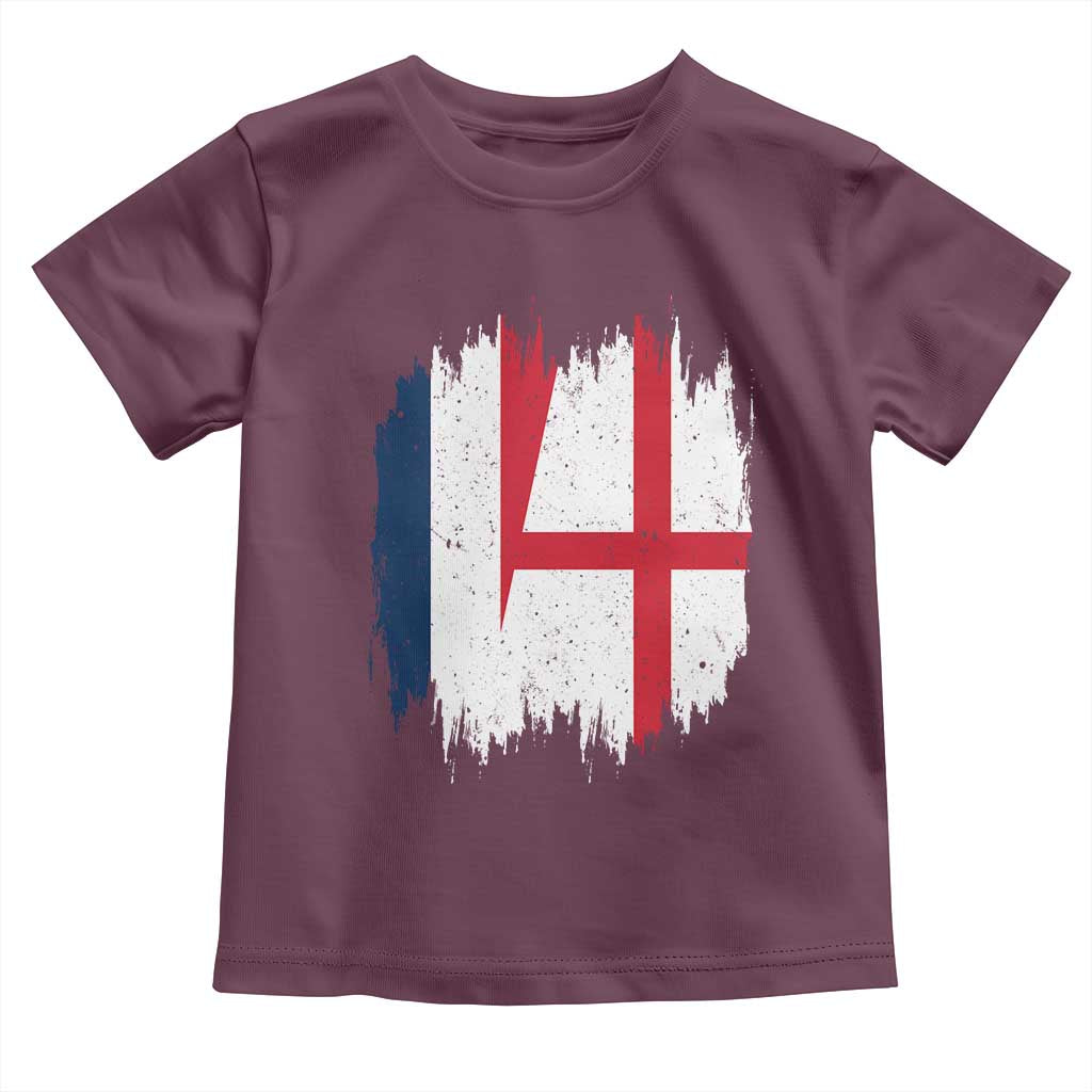 Vintage Grunge France England Flag Brush Stroke Graphic Toddler T Shirt French Anglo English Heritage Pride Match Day TS02 Maroon Print Your Wear