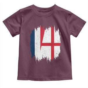 Vintage Grunge France England Flag Brush Stroke Graphic Toddler T Shirt French Anglo English Heritage Pride Match Day TS02 Maroon Print Your Wear