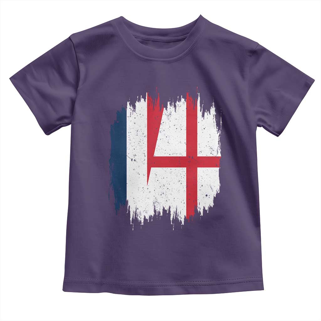 Vintage Grunge France England Flag Brush Stroke Graphic Toddler T Shirt French Anglo English Heritage Pride Match Day TS02 Purple Print Your Wear