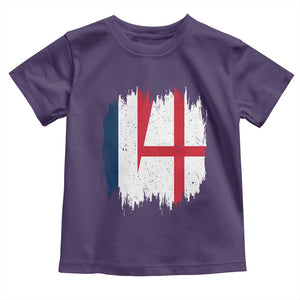 Vintage Grunge France England Flag Brush Stroke Graphic Toddler T Shirt French Anglo English Heritage Pride Match Day TS02 Purple Print Your Wear