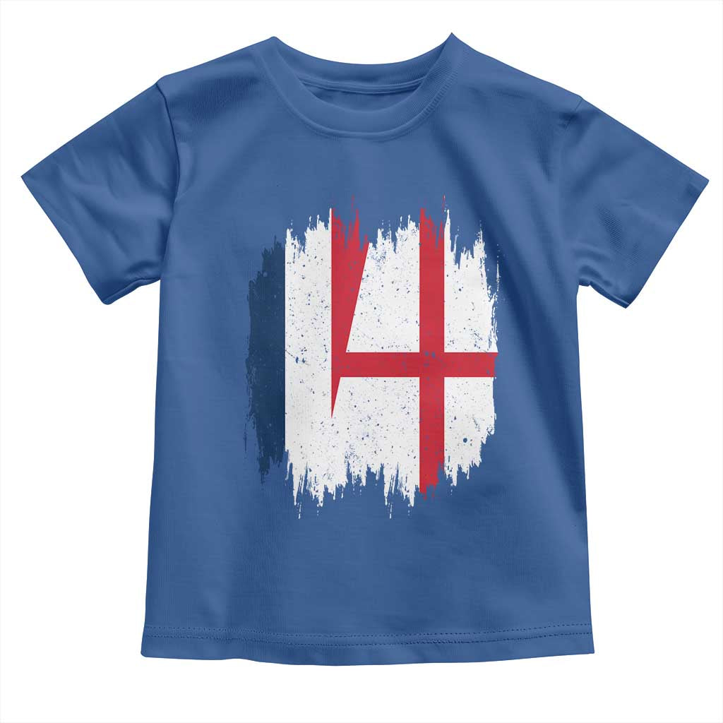 Vintage Grunge France England Flag Brush Stroke Graphic Toddler T Shirt French Anglo English Heritage Pride Match Day TS02 Royal Blue Print Your Wear