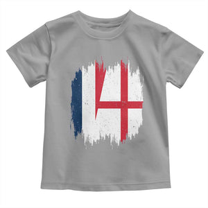 Vintage Grunge France England Flag Brush Stroke Graphic Toddler T Shirt French Anglo English Heritage Pride Match Day TS02 Sport Gray Print Your Wear