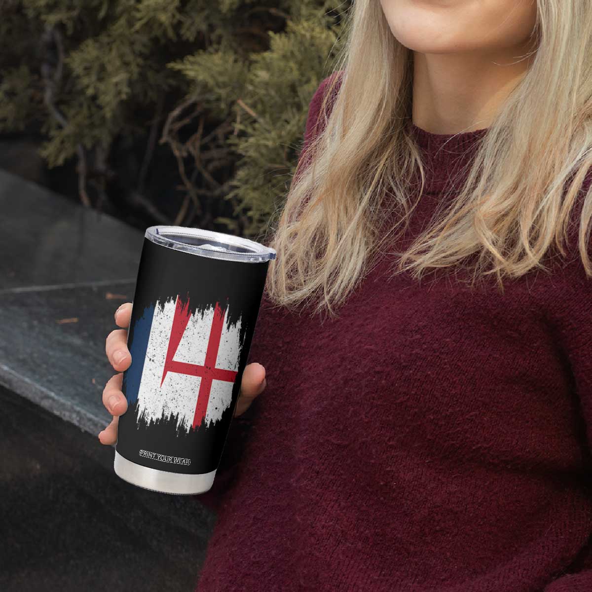 Vintage Grunge France England Flag Brush Stroke Graphic Tumbler Cup French Anglo English Heritage Pride Match Day TS02 Print Your Wear