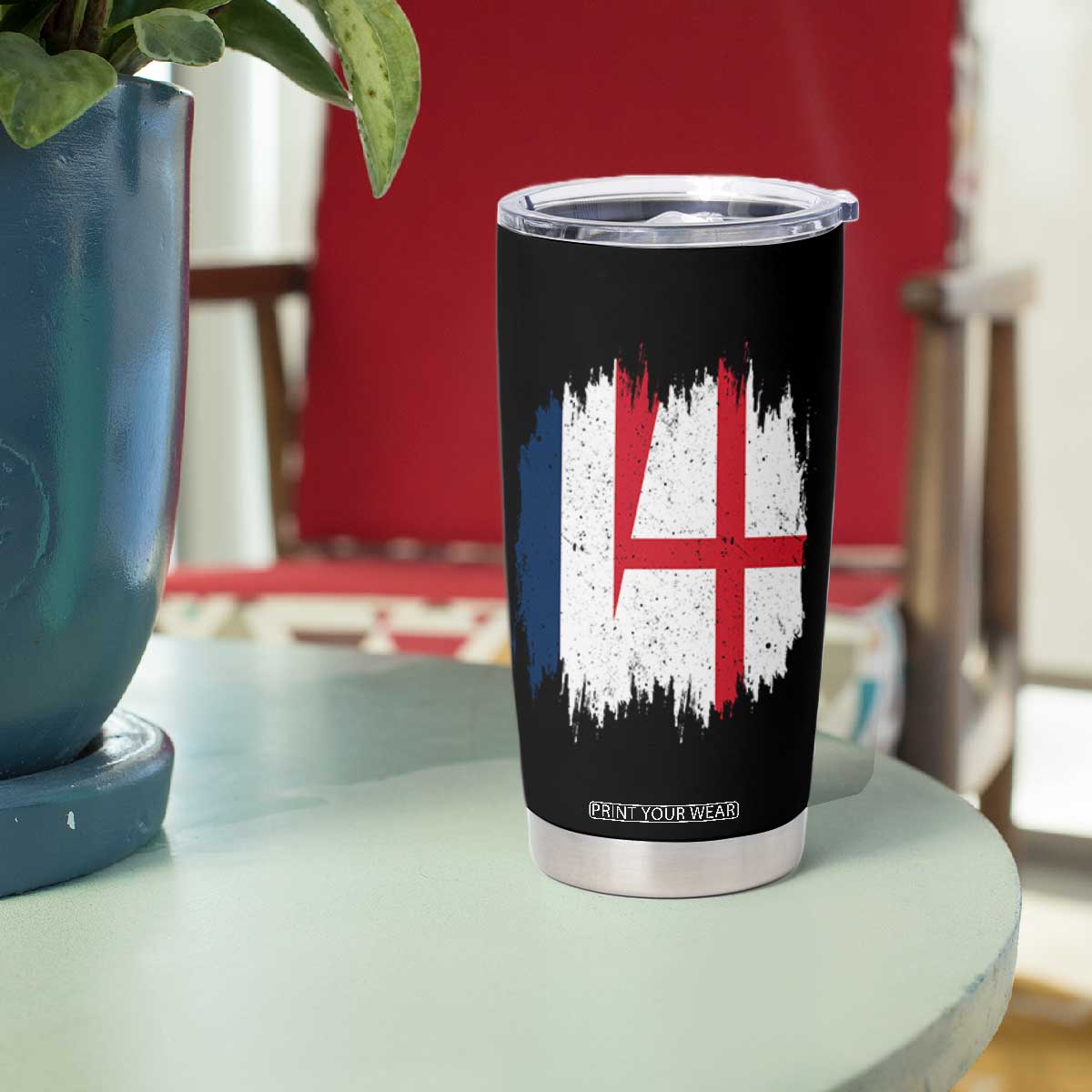 Vintage Grunge France England Flag Brush Stroke Graphic Tumbler Cup French Anglo English Heritage Pride Match Day TS02 Print Your Wear