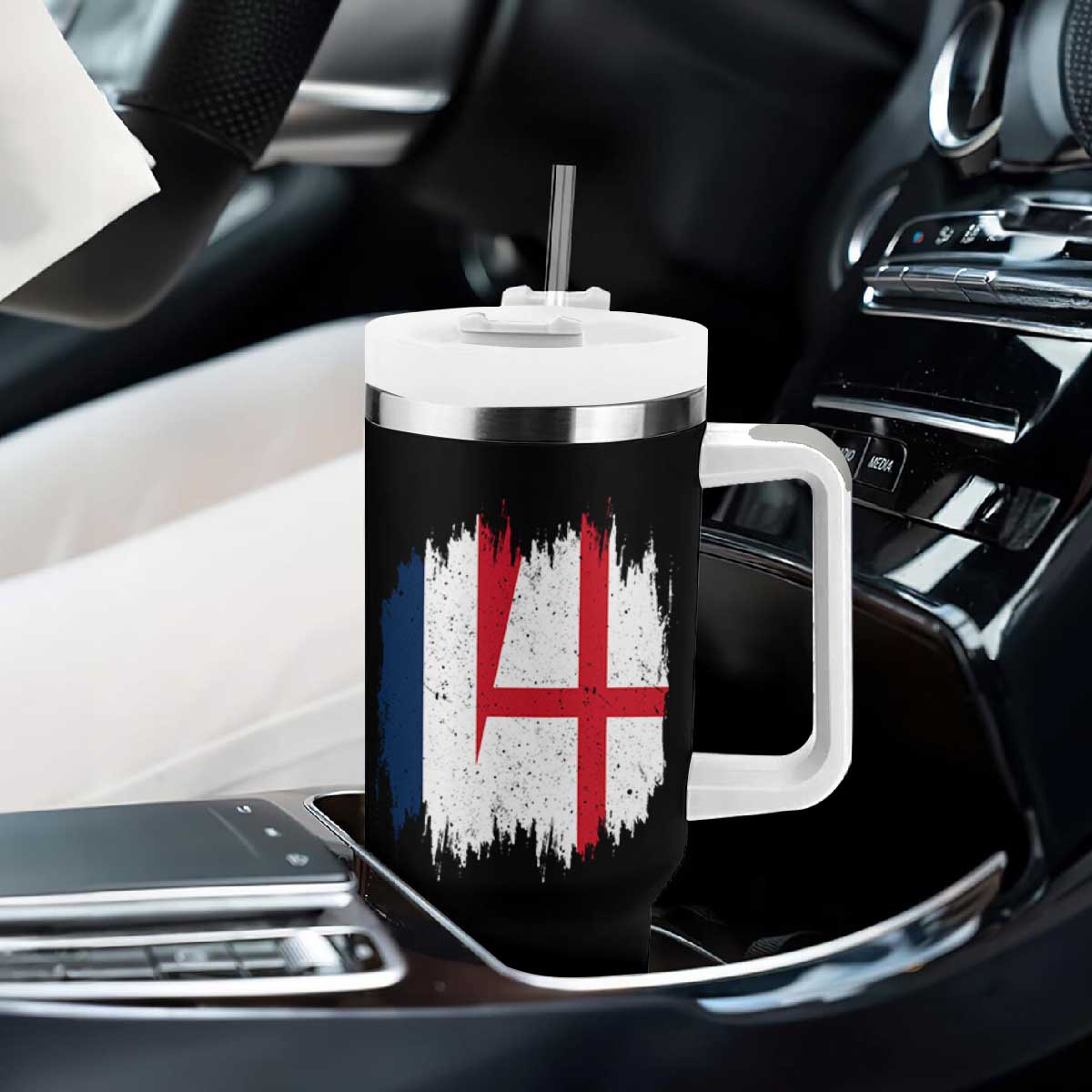 Vintage Grunge France England Flag Brush Stroke Graphic Tumbler With Handle French Anglo English Heritage Pride Match Day TS02 Print Your Wear