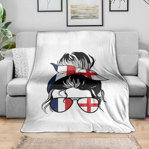 Proud France England Flag Messy Bun Bandana Sunglasses Graphic Throw Blanket French Anglo English Heritage Roots Woman TS02 Print Your Wear