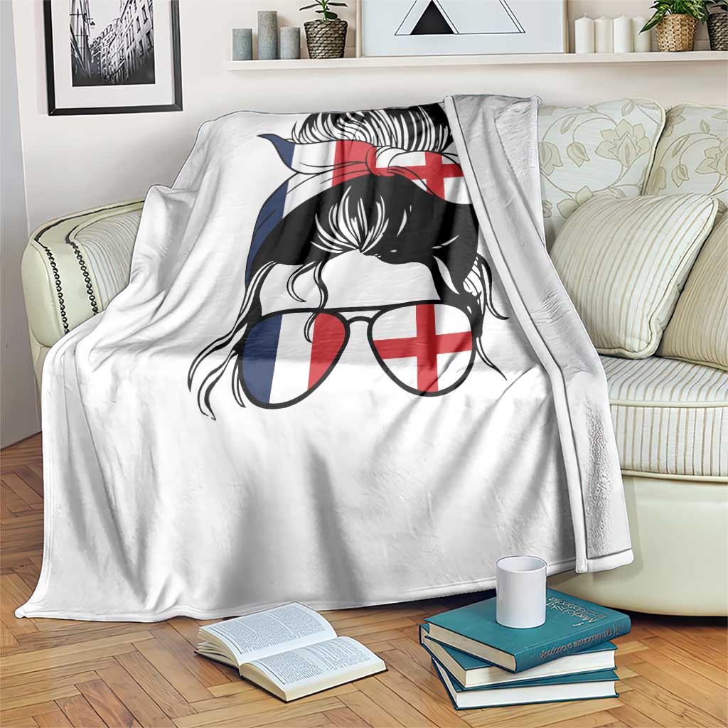 Proud France England Flag Messy Bun Bandana Sunglasses Graphic Throw Blanket French Anglo English Heritage Roots Woman TS02 Print Your Wear