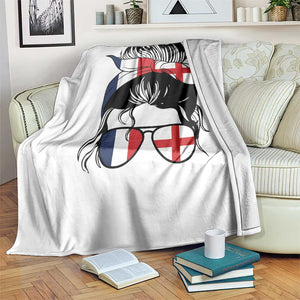 Proud France England Flag Messy Bun Bandana Sunglasses Graphic Throw Blanket French Anglo English Heritage Roots Woman TS02 Print Your Wear