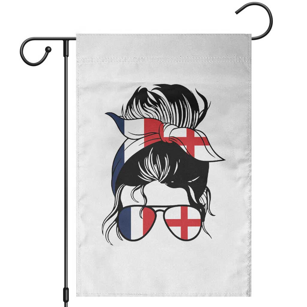 Proud France England Flag Messy Bun Bandana Sunglasses Graphic Garden Flag French Anglo English Heritage Roots Woman TS02 White Print Your Wear