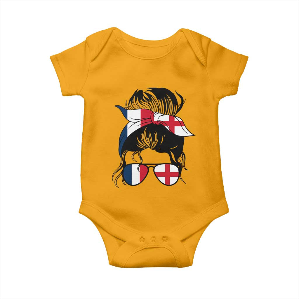 Proud France England Flag Messy Bun Bandana Sunglasses Graphic Baby Onesie French Anglo English Heritage Roots Woman TS02 Gold Print Your Wear