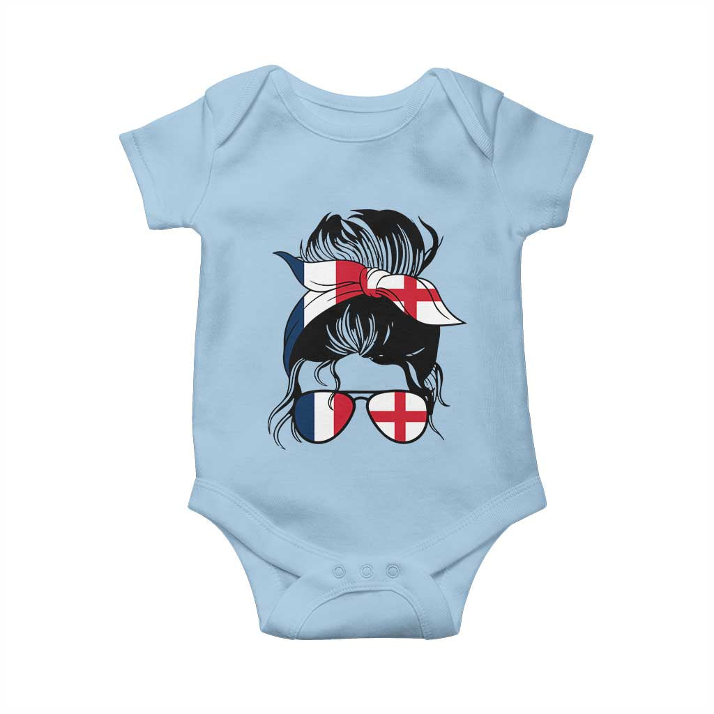 Proud France England Flag Messy Bun Bandana Sunglasses Graphic Baby Onesie French Anglo English Heritage Roots Woman TS02 Light Blue Print Your Wear