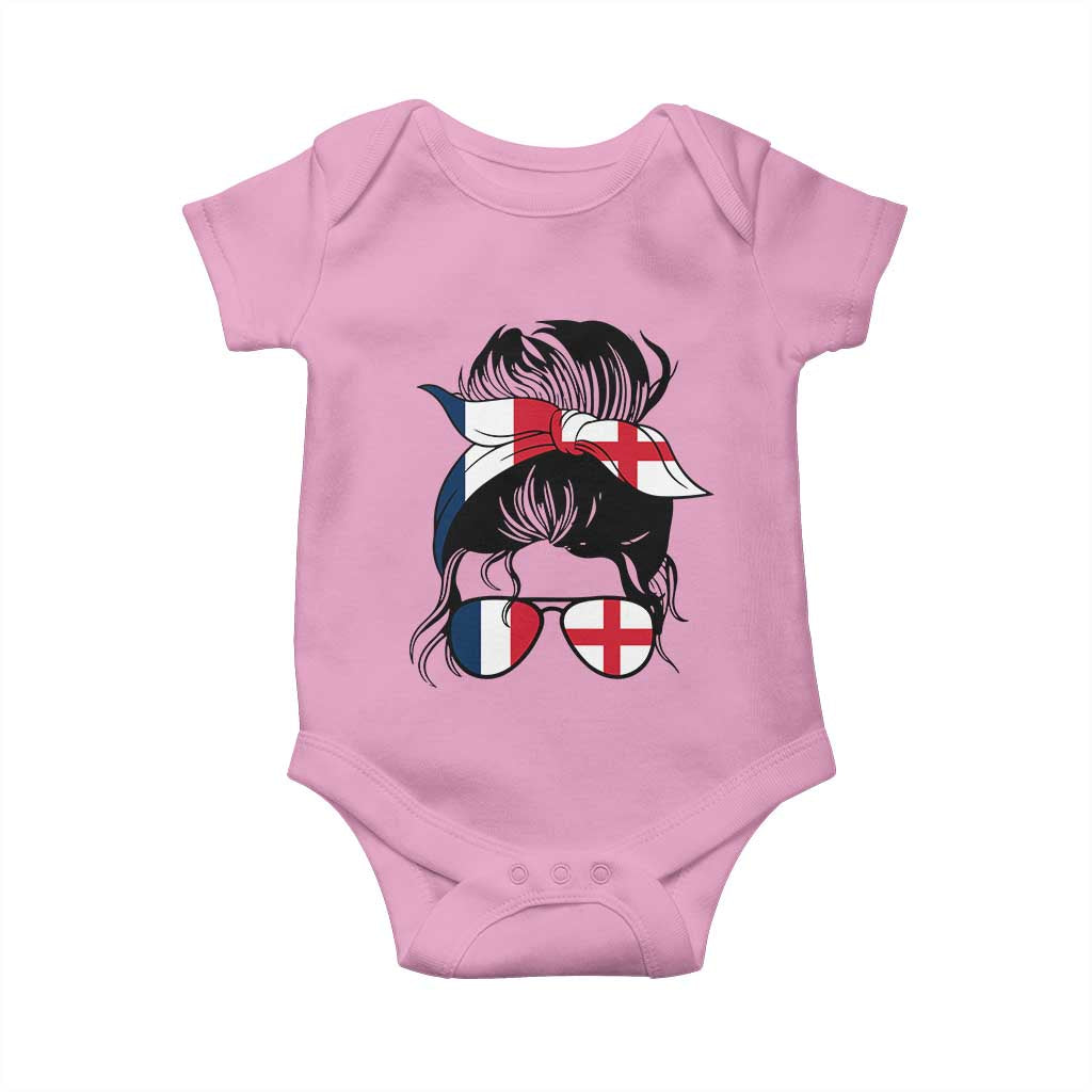 Proud France England Flag Messy Bun Bandana Sunglasses Graphic Baby Onesie French Anglo English Heritage Roots Woman TS02 Light Pink Print Your Wear