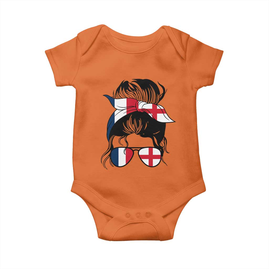 Proud France England Flag Messy Bun Bandana Sunglasses Graphic Baby Onesie French Anglo English Heritage Roots Woman TS02 Orange Print Your Wear