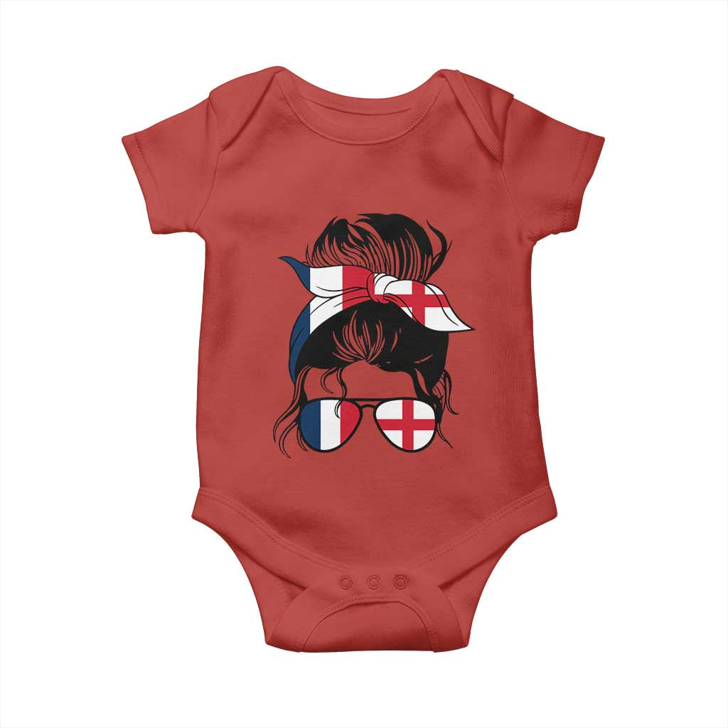 Proud France England Flag Messy Bun Bandana Sunglasses Graphic Baby Onesie French Anglo English Heritage Roots Woman TS02 Red Print Your Wear