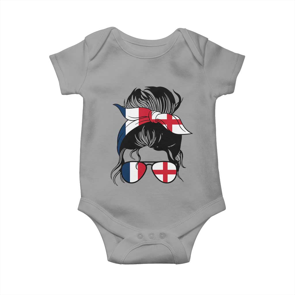 Proud France England Flag Messy Bun Bandana Sunglasses Graphic Baby Onesie French Anglo English Heritage Roots Woman TS02 Sport Gray Print Your Wear
