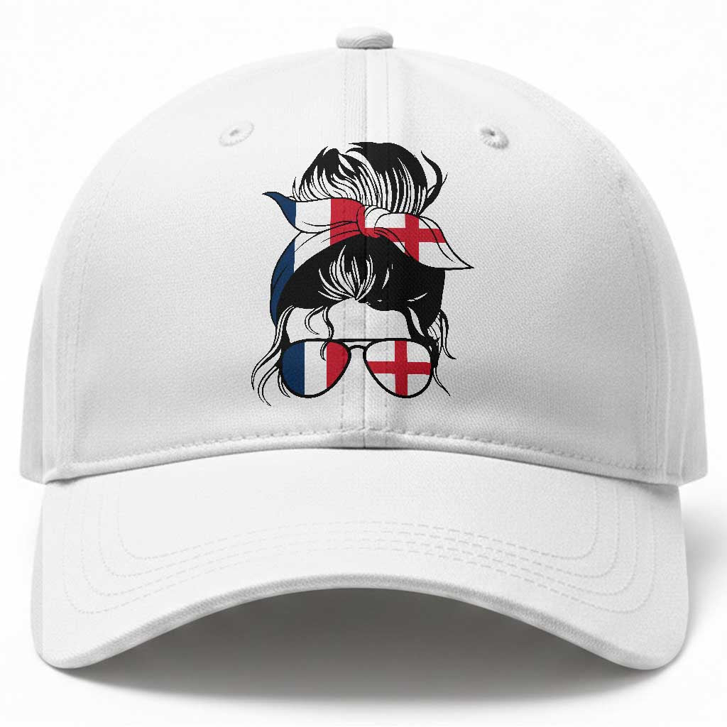 Proud France England Flag Messy Bun Bandana Sunglasses Graphic Baseball Cap French Anglo English Heritage Roots Woman TS02 Print Your Wear