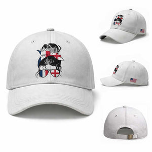 Proud France England Flag Messy Bun Bandana Sunglasses Graphic Baseball Cap French Anglo English Heritage Roots Woman TS02 Baseball Cap Universal Fit White Print Your Wear