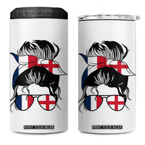 Proud France England Flag Messy Bun Bandana Sunglasses Graphic 4 in 1 Can Cooler Tumbler French Anglo English Heritage Roots Woman TS02 One Size: 16 oz White Print Your Wear