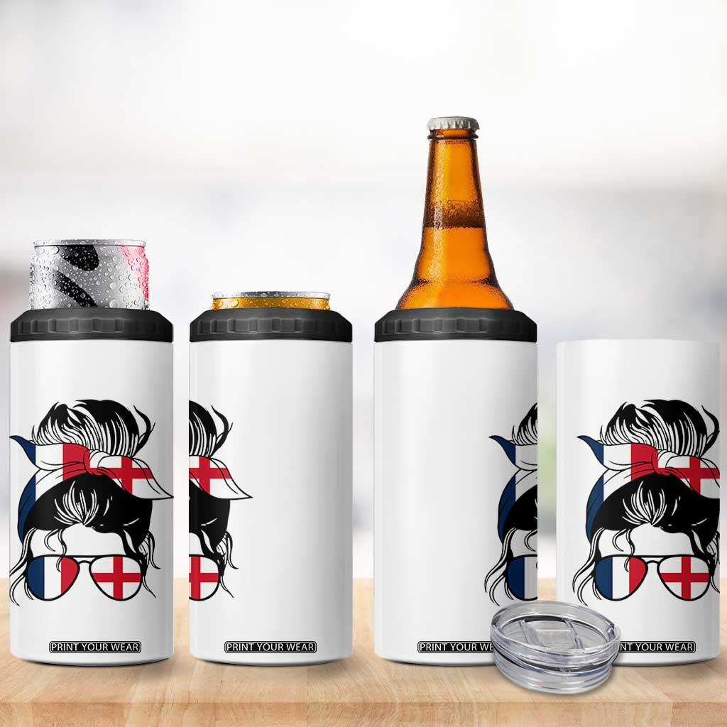Proud France England Flag Messy Bun Bandana Sunglasses Graphic 4 in 1 Can Cooler Tumbler French Anglo English Heritage Roots Woman TS02 Print Your Wear