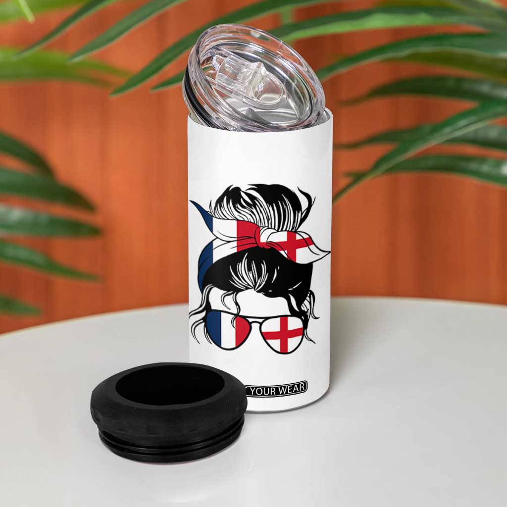 Proud France England Flag Messy Bun Bandana Sunglasses Graphic 4 in 1 Can Cooler Tumbler French Anglo English Heritage Roots Woman TS02 Print Your Wear