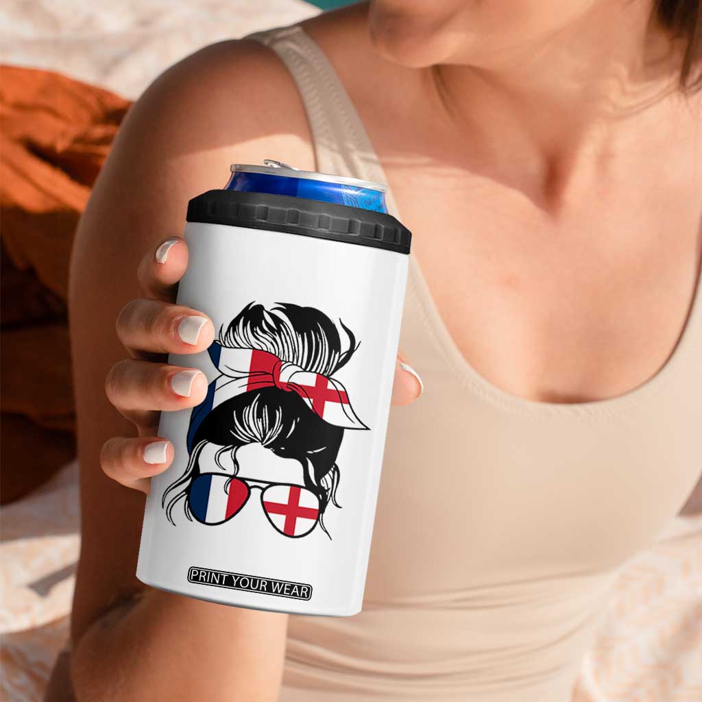 Proud France England Flag Messy Bun Bandana Sunglasses Graphic 4 in 1 Can Cooler Tumbler French Anglo English Heritage Roots Woman TS02 Print Your Wear
