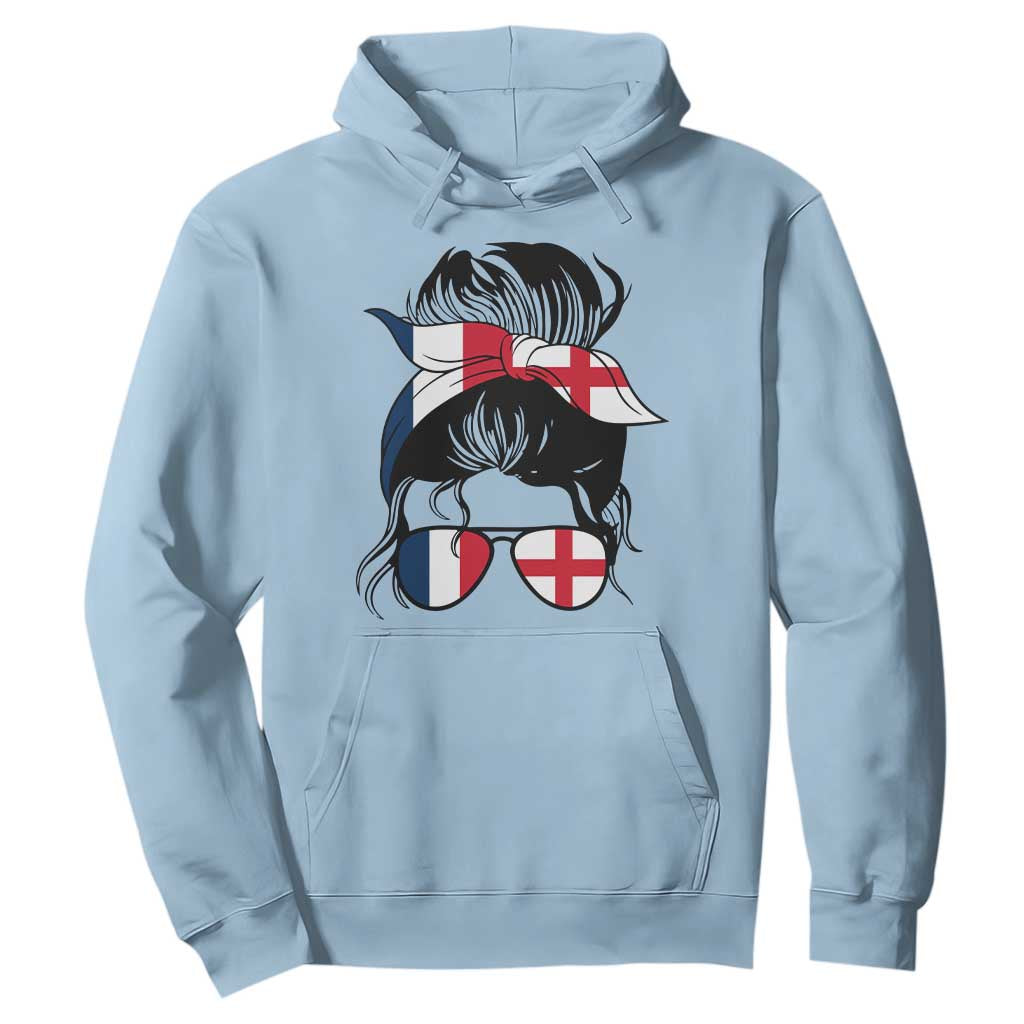 Proud France England Flag Messy Bun Bandana Sunglasses Graphic Hoodie French Anglo English Heritage Roots Woman TS02 Light Blue Print Your Wear