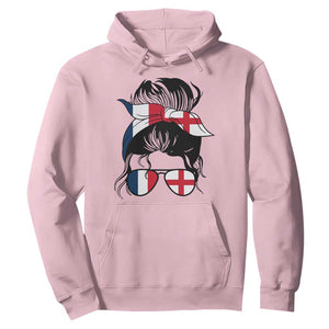 Proud France England Flag Messy Bun Bandana Sunglasses Graphic Hoodie French Anglo English Heritage Roots Woman TS02 Light Pink Print Your Wear