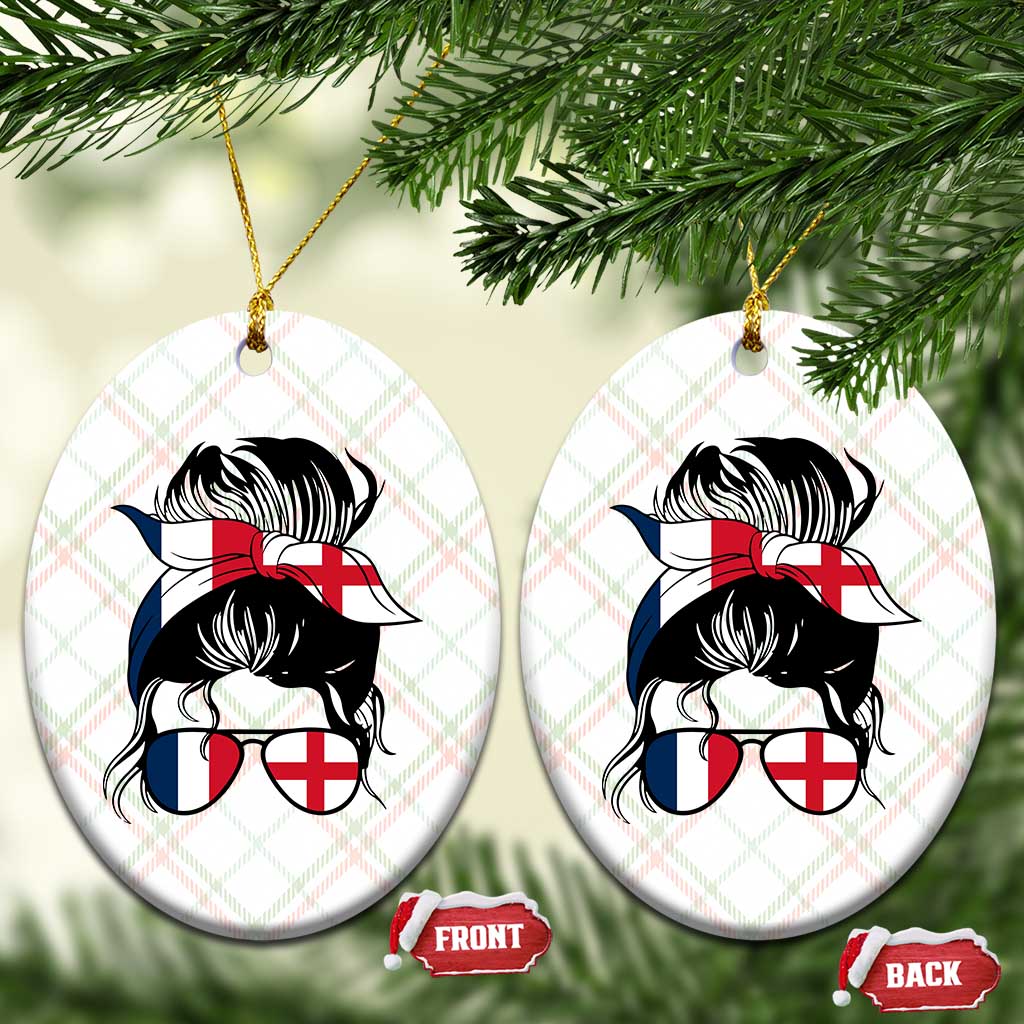 Proud France England Flag Messy Bun Bandana Sunglasses Graphic Ceramic Ornament French Anglo English Heritage Roots Woman TS02 Print Your Wear