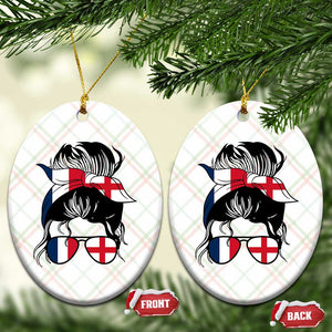 Proud France England Flag Messy Bun Bandana Sunglasses Graphic Ceramic Ornament French Anglo English Heritage Roots Woman TS02 Print Your Wear