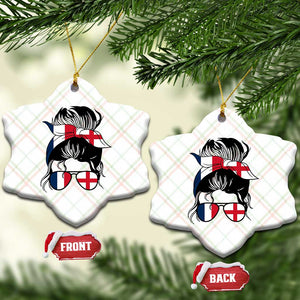 Proud France England Flag Messy Bun Bandana Sunglasses Graphic Ceramic Ornament French Anglo English Heritage Roots Woman TS02 Print Your Wear