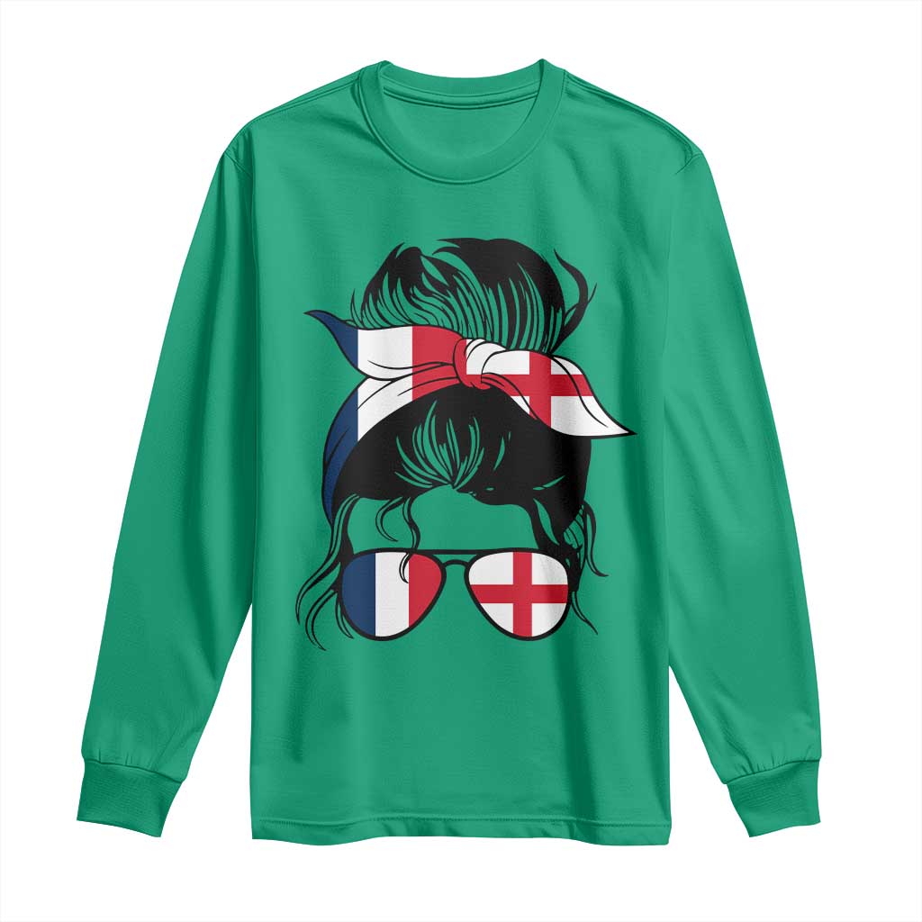 Proud France England Flag Messy Bun Bandana Sunglasses Graphic Long Sleeve Shirt French Anglo English Heritage Roots Woman TS02 Irish Green Print Your Wear