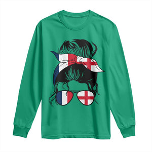 Proud France England Flag Messy Bun Bandana Sunglasses Graphic Long Sleeve Shirt French Anglo English Heritage Roots Woman TS02 Irish Green Print Your Wear