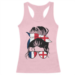 Proud France England Flag Messy Bun Bandana Sunglasses Graphic Racerback Tank Top French Anglo English Heritage Roots Woman TS02 Light Pink Print Your Wear