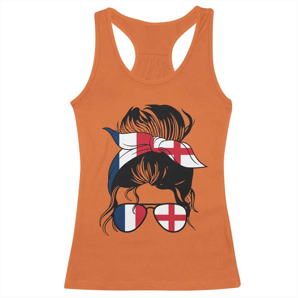 Proud France England Flag Messy Bun Bandana Sunglasses Graphic Racerback Tank Top French Anglo English Heritage Roots Woman TS02 Orange Print Your Wear