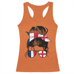 Proud France England Flag Messy Bun Bandana Sunglasses Graphic Racerback Tank Top French Anglo English Heritage Roots Woman TS02 Orange Print Your Wear