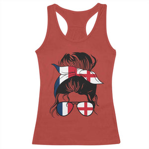 Proud France England Flag Messy Bun Bandana Sunglasses Graphic Racerback Tank Top French Anglo English Heritage Roots Woman TS02 Red Print Your Wear