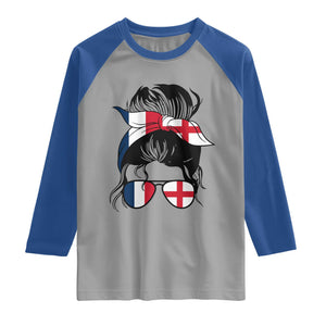Proud France England Flag Messy Bun Bandana Sunglasses Graphic Raglan Shirt French Anglo English Heritage Roots Woman TS02 Sport Gray Royal Print Your Wear