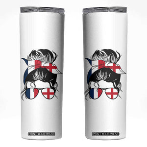 Proud France England Flag Messy Bun Bandana Sunglasses Graphic Skinny Tumbler French Anglo English Heritage Roots Woman TS02 White Print Your Wear