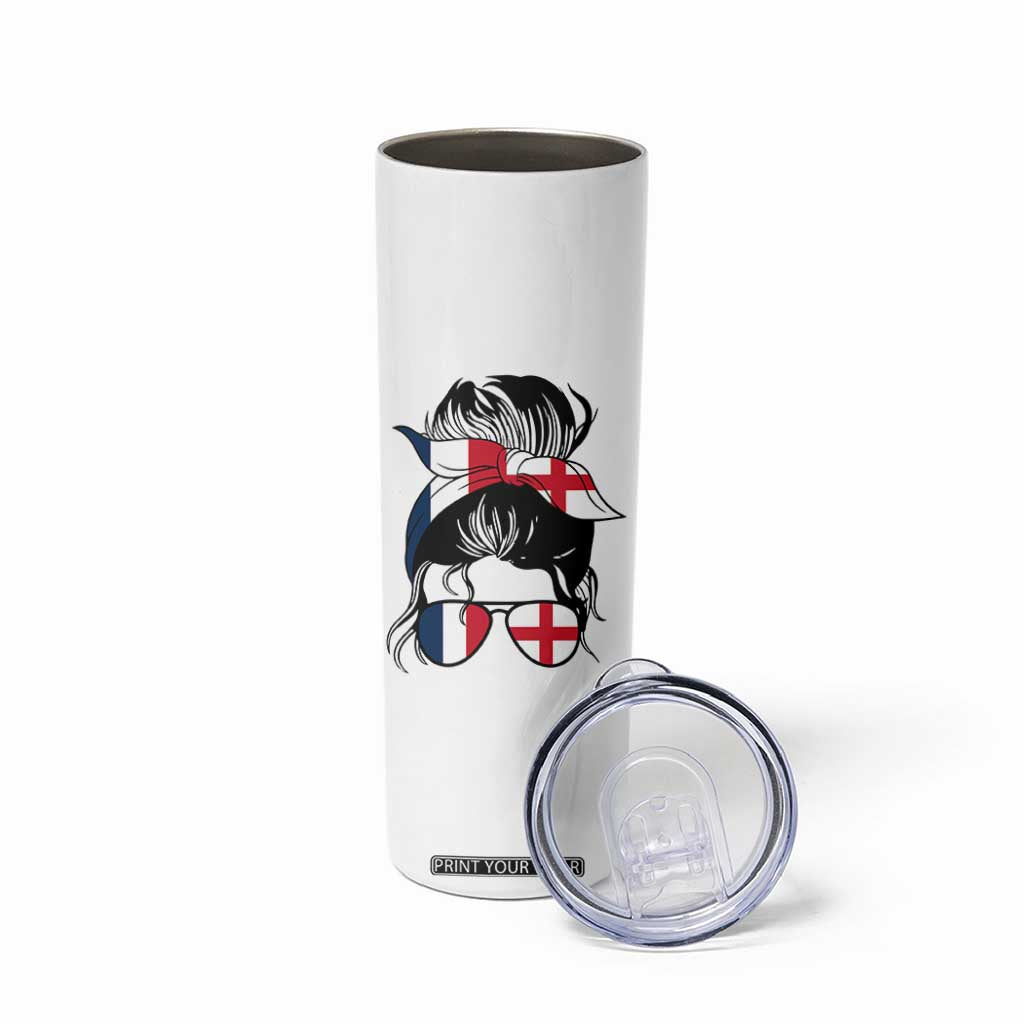 Proud France England Flag Messy Bun Bandana Sunglasses Graphic Skinny Tumbler French Anglo English Heritage Roots Woman TS02 Print Your Wear