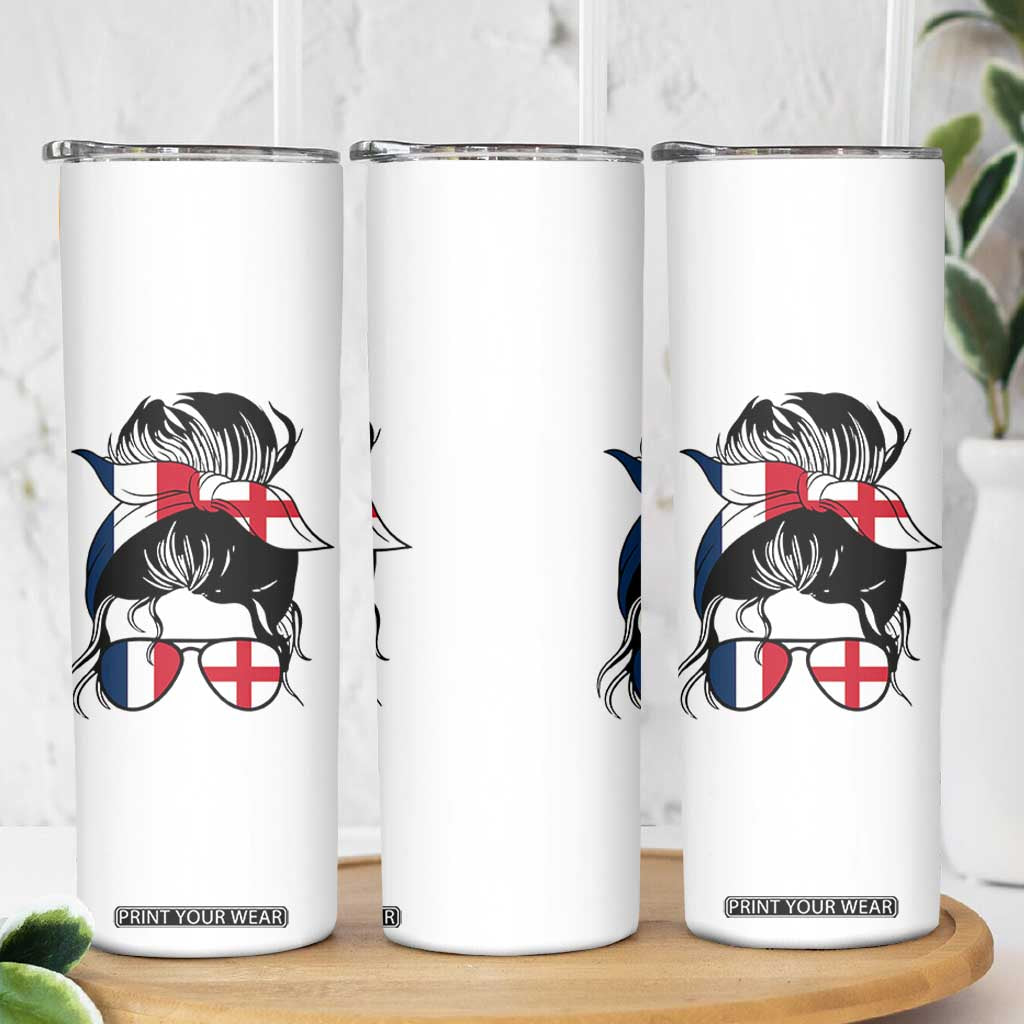 Proud France England Flag Messy Bun Bandana Sunglasses Graphic Skinny Tumbler French Anglo English Heritage Roots Woman TS02 Print Your Wear