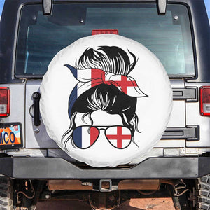 Proud France England Flag Messy Bun Bandana Sunglasses Graphic Spare Tire Cover French Anglo English Heritage Roots Woman TS02 No hole White Print Your Wear