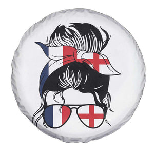 Proud France England Flag Messy Bun Bandana Sunglasses Graphic Spare Tire Cover French Anglo English Heritage Roots Woman TS02 Print Your Wear