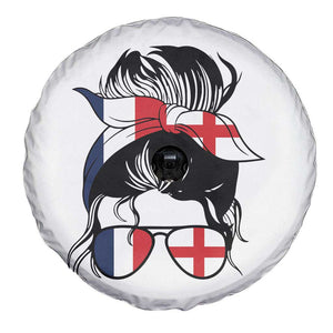 Proud France England Flag Messy Bun Bandana Sunglasses Graphic Spare Tire Cover French Anglo English Heritage Roots Woman TS02 Print Your Wear