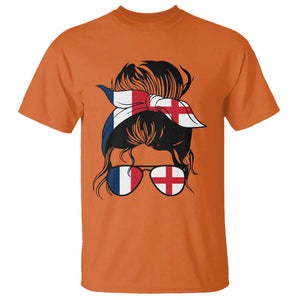 Proud France England Flag Messy Bun Bandana Sunglasses Graphic T Shirt French Anglo English Heritage Roots Woman TS02 Orange Print Your Wear