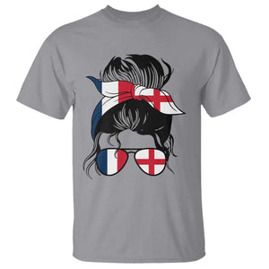 Proud France England Flag Messy Bun Bandana Sunglasses Graphic T Shirt French Anglo English Heritage Roots Woman TS02 Sport Gray Print Your Wear