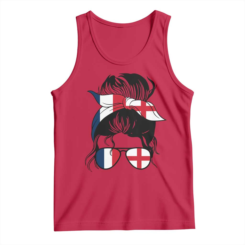 Proud France England Flag Messy Bun Bandana Sunglasses Graphic Tank Top French Anglo English Heritage Roots Woman TS02 Red Print Your Wear