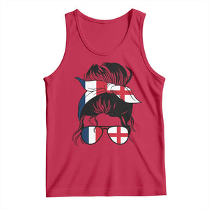 Proud France England Flag Messy Bun Bandana Sunglasses Graphic Tank Top French Anglo English Heritage Roots Woman TS02 Red Print Your Wear