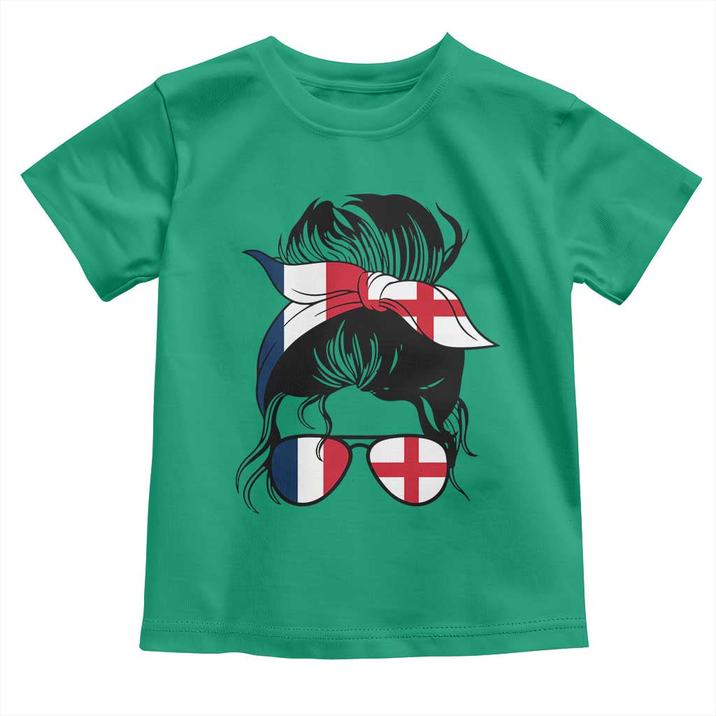 Proud France England Flag Messy Bun Bandana Sunglasses Graphic Toddler T Shirt French Anglo English Heritage Roots Woman TS02 Irish Green Print Your Wear