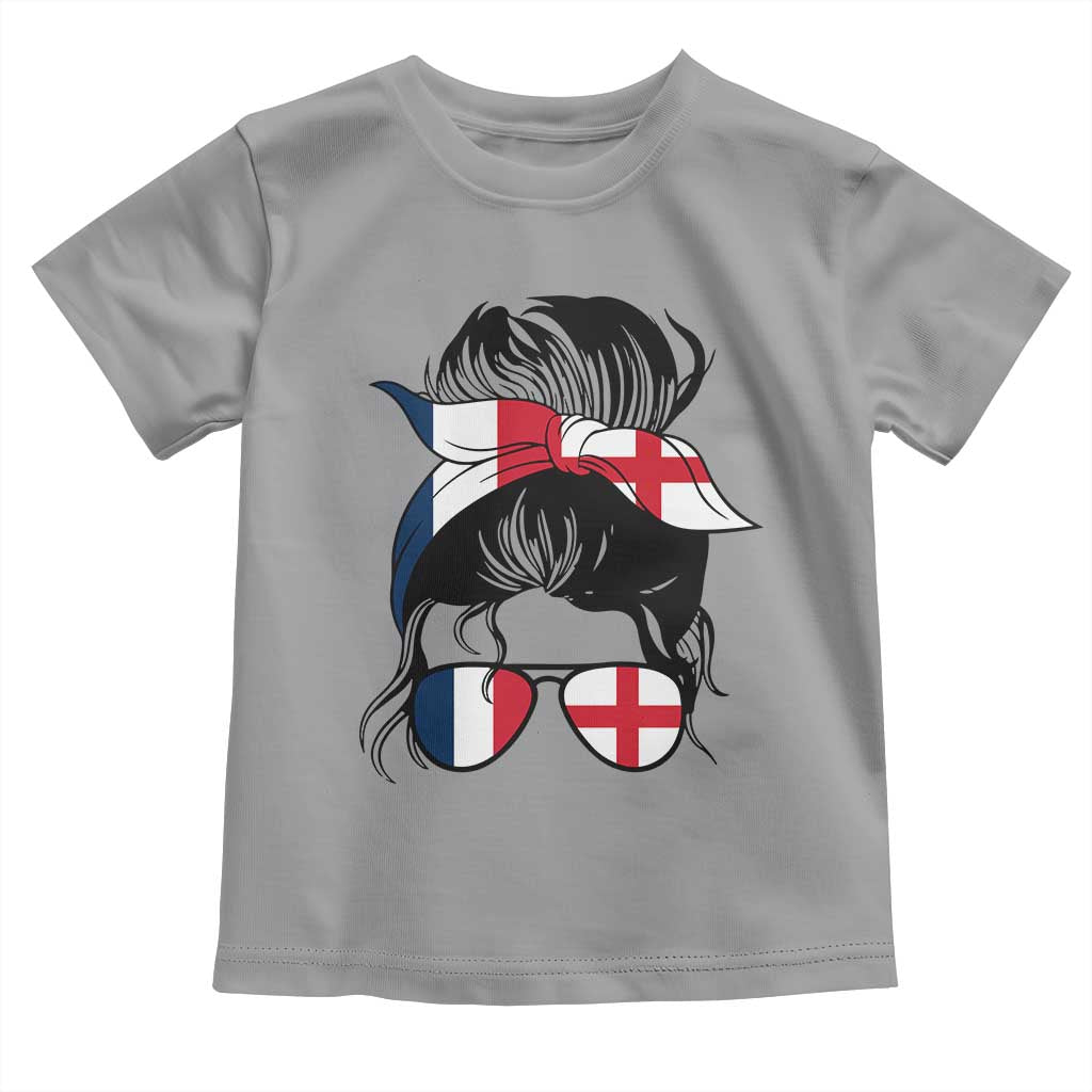 Proud France England Flag Messy Bun Bandana Sunglasses Graphic Toddler T Shirt French Anglo English Heritage Roots Woman TS02 Sport Gray Print Your Wear